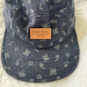 Flat brim denim paisley hat